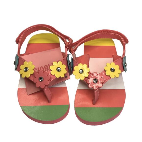 NWT Gymboree Swim Shop Size 5-6 5/6 Flower Flip Flops Sandals Girls - Picture 1 of 9